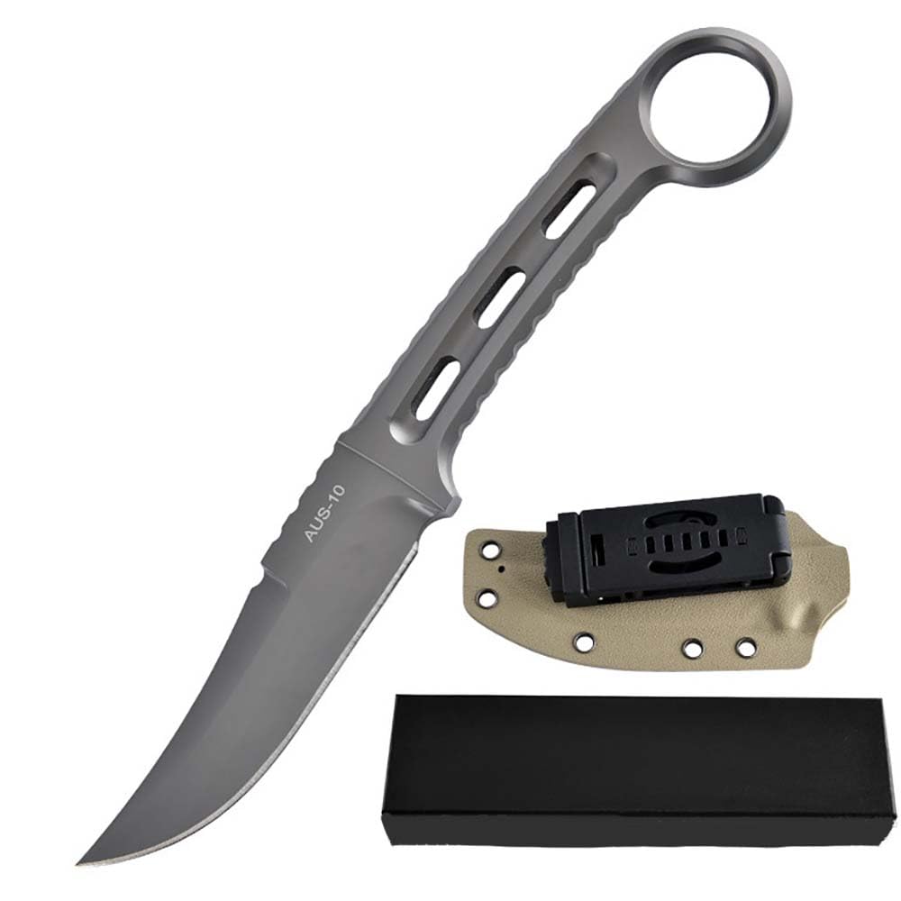 Festes Gegen Full Tang messer Edc Outdoor Jagdmesser Feststehende klinge tanto, gegen Einhandmesser, gerade scharfe stahl messer AUS10 griff, survival fixed neck knife, Gürtelmesser mit Kydex scheide