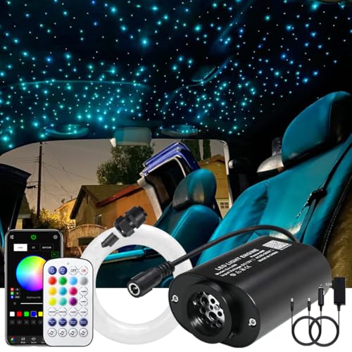 Image of AKEPO 6W Extremely Mini Twinkle Fiber Optic Starlights Headliner Lights Kit | 1100pcs 9.8ft /3m End Glow Strands Music Activated APP&Remote Control Optical Star Ceiling Kit for Car /Home