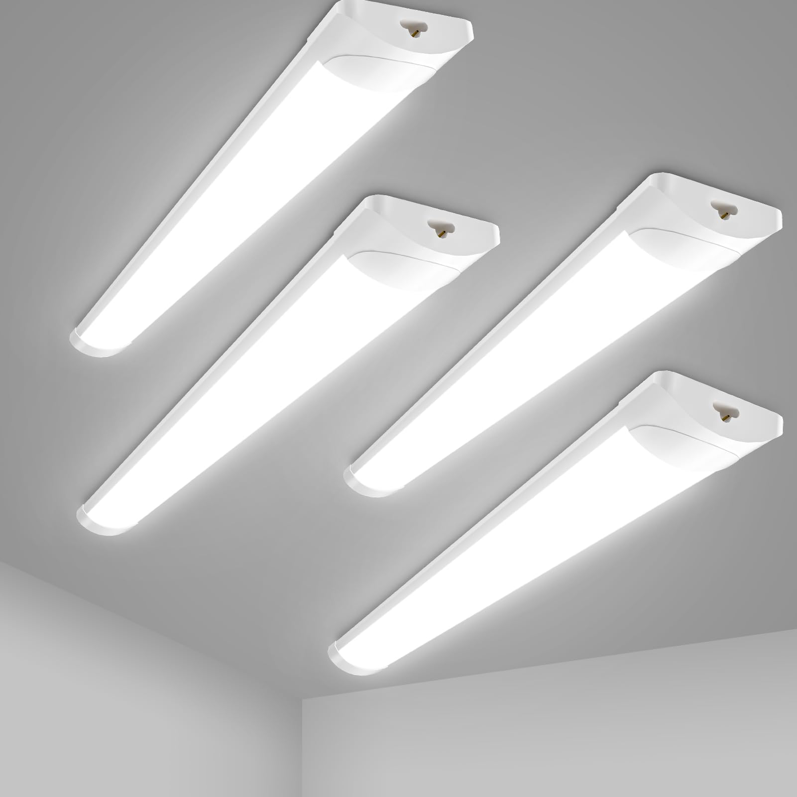 Bellanny 2Pack LED Batten Lights, 6FT 180cm(90+90cm) Linkable Daylight Tube Light - 60W 6000LM Wall Light Shed Loft Light, IP45 Ceiling Light Strip for Garage Lighting,Office Bedroom Kitchen Workshops