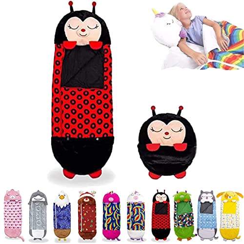 Sac Couchage Pliable 2 en 1, Sac Couchage pour Enfants avec Oreiller, Sac Couchage Confortable et Doux, Animaux Sacs Couchage pour Enfants, pour GarçOns et Filles,E,S