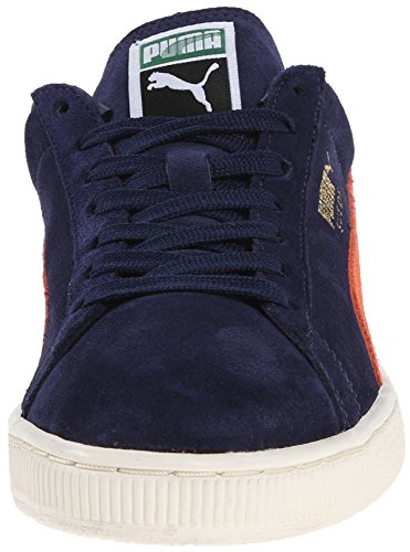 Image of PUMA Men's Suede Classic + Sneaker, Peacoat /Nasturtium /Whisper White, 10 M US