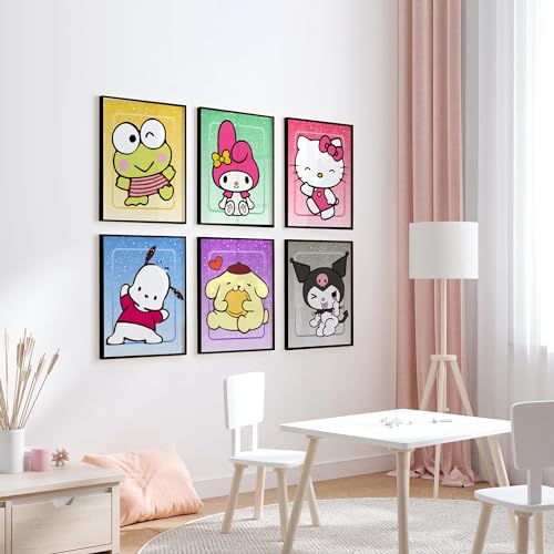 W.O.W.A - Hello Kitty Themed Nursery Decor for Baby Girls - Set of 6 Vibrant Posters for Kids and Teens Bedroom (8'x10', UNFRAMED)