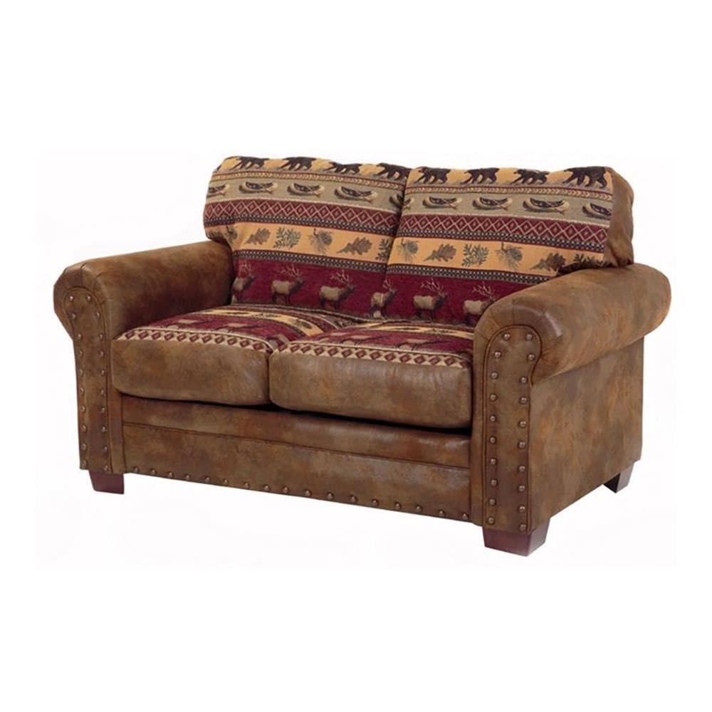 American Furniture Classics Microfiber Sierra Lodge Loveseat in Brown
