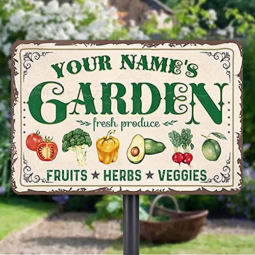 Personalized Metal Signs with Name Made in USA Custom Vintage Garden Sign Waterproof Vintage Decorative Metal Print for Wall Decor Customized Home Garden Ideas Gifts Artwork Prints for Yard Ourdoor