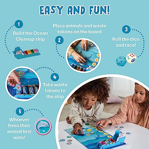 Adventerra Games - Mission Ocean Board Games For Kids - Family Games For Kids 4 & Up - Kids' Board Games For 2-4 Players - Cooperative Games For Kids Ages 4-8 Plus - Made With Recycled Materials #TOP2