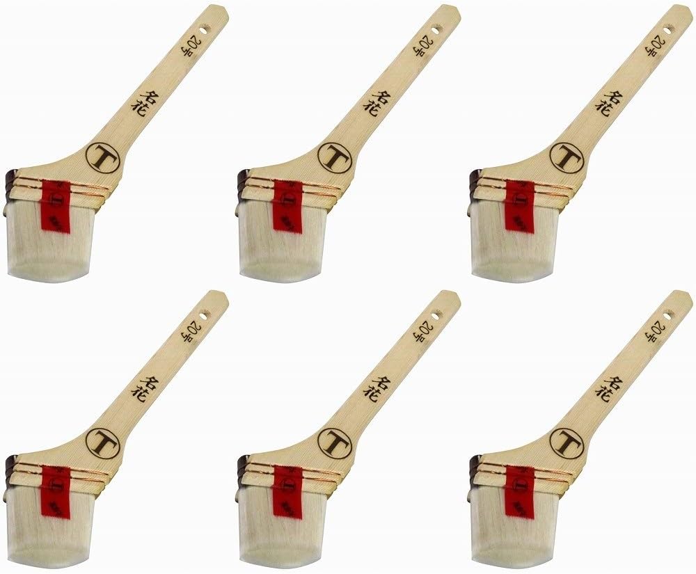 大塚刷毛製造 - 速乾水性ニス用刷毛 - 「名花」 - 筋違 - 白 - ２０号 6個セット