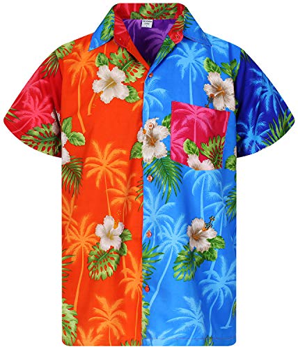 V.H.O. Funky Hawaiian Shirt, Shortsleeve, Mondy Small Flower, Multicolored, XL
