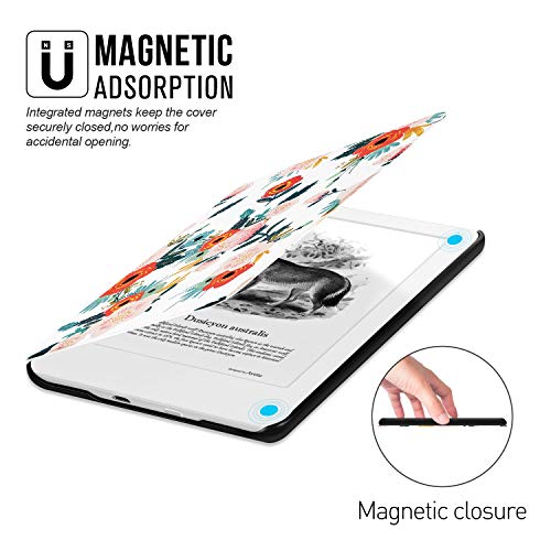 Ayotu Slim Case For Kindle (10Th Gen, 2019 Released) - Pu Leather Cover With Auto Wake/Sleep-Fits Amazon Kindle 2019 (Will Not Fit Kindle Paperwhite Or Kindle Oasis Or Kindle 2022), Flowers #TOP4