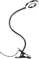 Woputne Clip-On Desk Lamp: 3 Modes, 10 Dimmable Brightness, Flexible Gooseneck Reading Light for Bedside, Crafts, Study (Black)