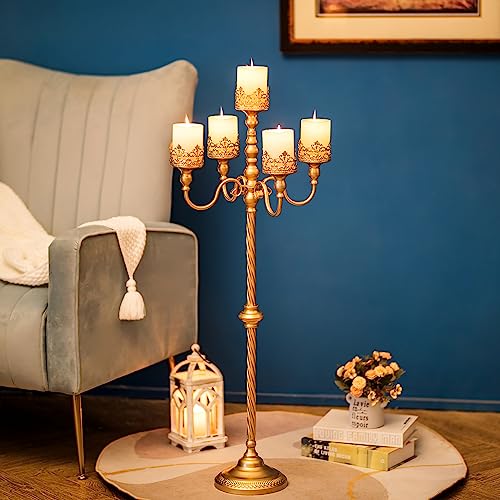 Sziqiqi 102cm Portacandele a Colonna Oro - 5