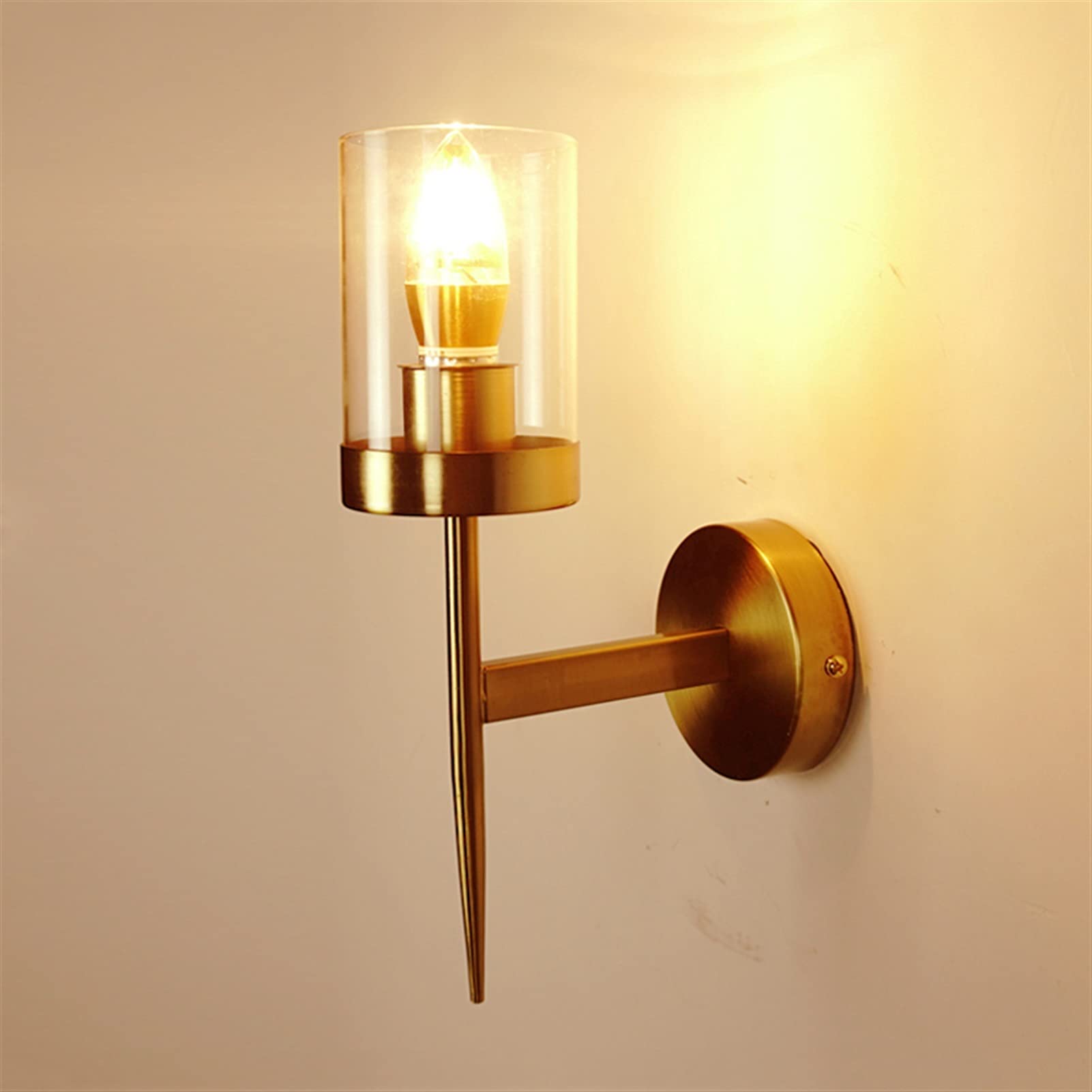 JKJZSALJ 5W Led Light Gold Metal Glass Wall Lamp Foyer Decoration Bedroom Light Postmodern Aisle Porch Corridor Sconce, Led Light,Brass,Brass