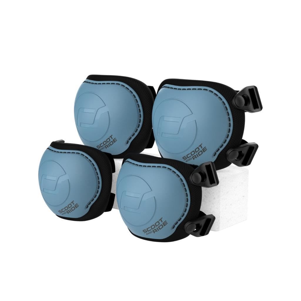 Scoot & Ride Protective Set XX - Small – Adjustable Knee & Elbow Pads, Lightweight & Durable Design, Breathable Fabric For Active Kids – Steel