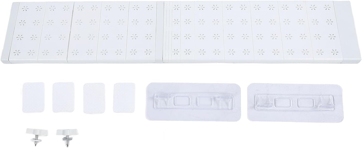 Expandable Closet Tension Shelf, Adjustable Wardrobe Dividers, Telescopic Storage Rack with Full Coverage Design, Nail Free Installation for Closets Cabinets Bathrooms, Holds up to (Expandable Length