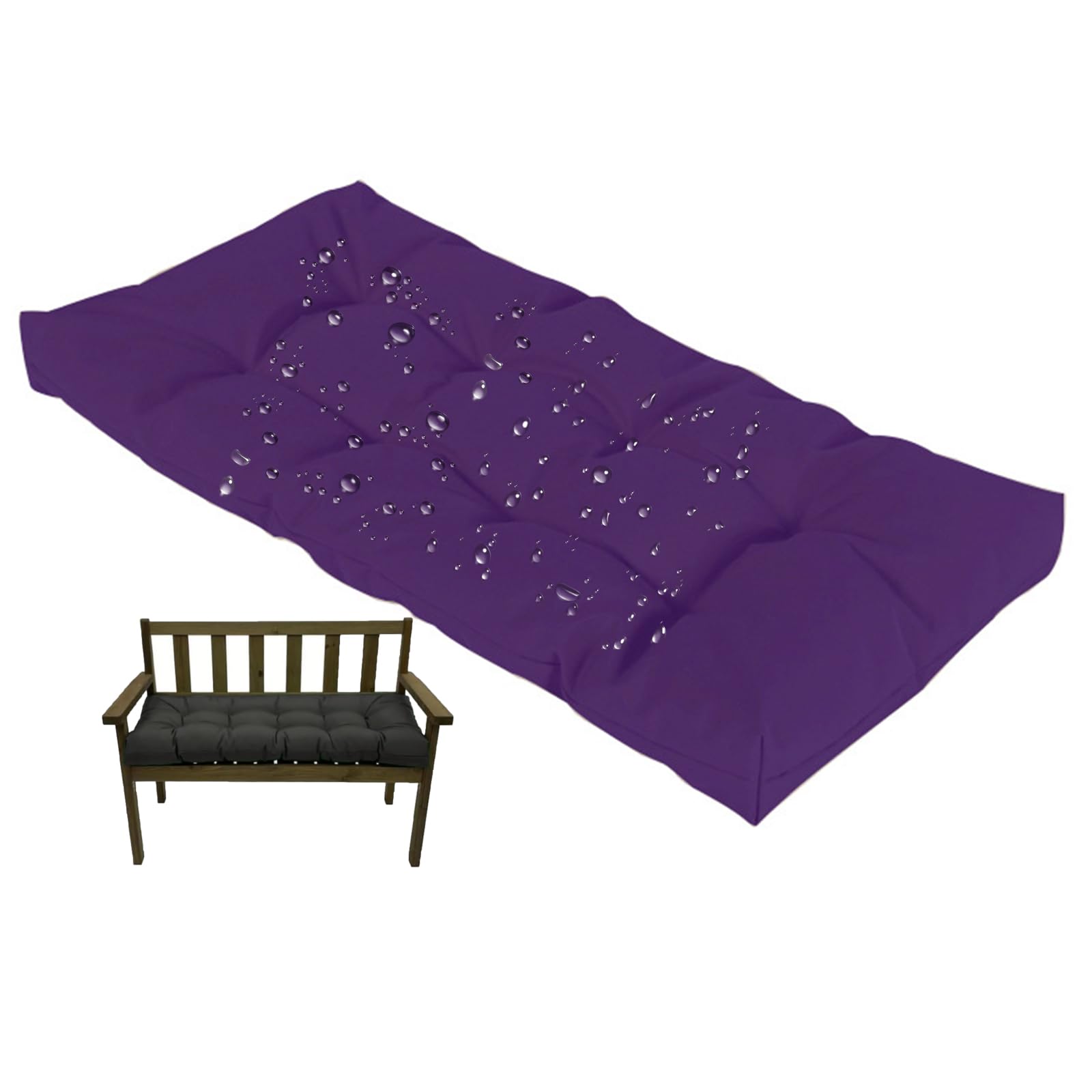 Cojín acolchado antideslizante de 8cm para banco de jardín y columpio de patio morado