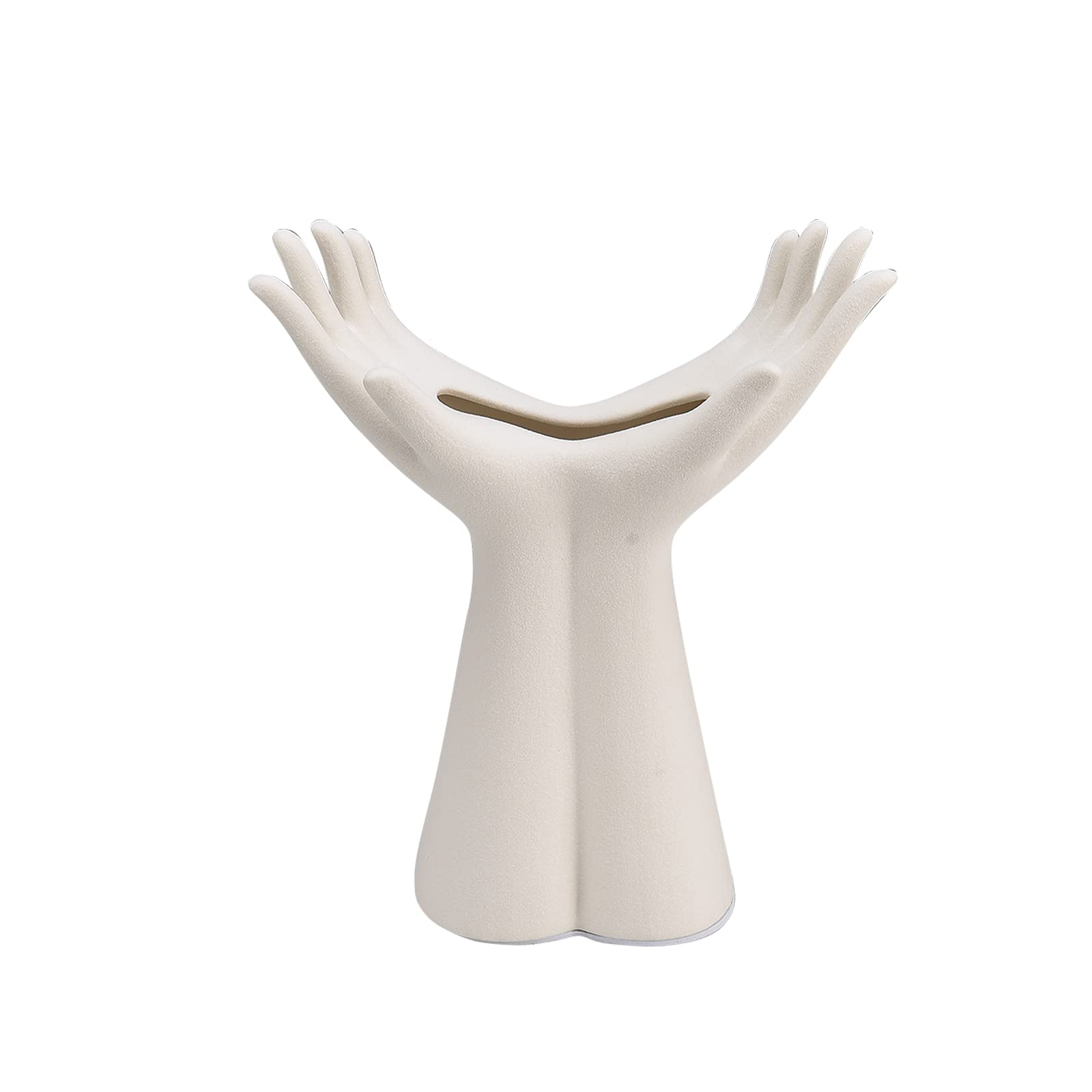 White Ceramic Hand Vase - Female Form Body Aesthetic Decorative Modern Nordic Style - Hydroponics Flower Arrangement Ceramic Vase (S)