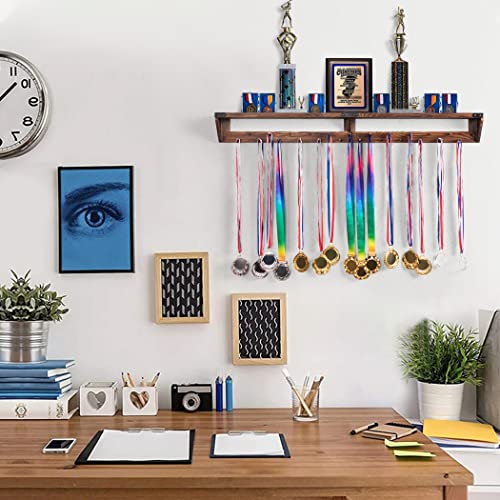 LAVIEVERT Support mural pour médailles de gymnastique avec étagère de rangement, étagère murale en bois pour trophée… - Image 8