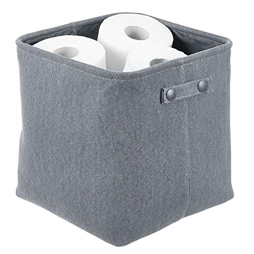 mDesign Soft Cotton Fabric Bathroom Storage Bin with Coated Interior and Handles