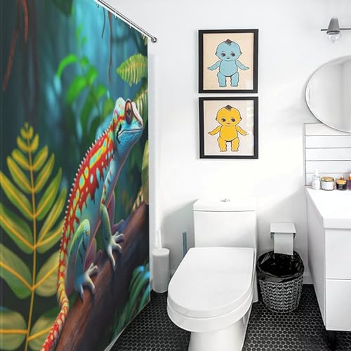 Rideau de douche imperméable caméléon en tissu polyester lavable de 140x183 cm - 3
