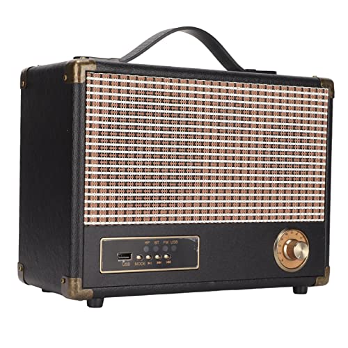 Goshyda Haut-Parleur Bluetooth Vintage, Lecteur de Musique de Basse Lourde Rétro sans Fil Portable 20 W, Prise en Charge de la Lecture Radio USB, avec Poignée, pour la Maison, Le Bureau, la Fête(#3)