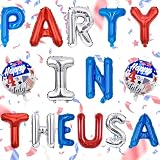 4th of July Party Balloon Set, 16 Inch "PARTY IN THE USA" Letter Foil Balloons with 18 Inch Happy 4th of July Round Balloons, Red White Blue Patriotic Decorations for Independence Day Celebration
