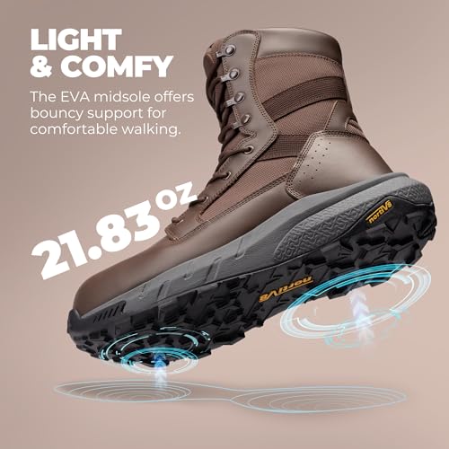 Image of NORTIV 8 Men's 8 inch Composite Toe Work Boots, Lightweight Side Zipper ASTM F2412-24 & ASTM F2913-24 Safety Military Boots for All-Day Comfort, Peakforce-Nano