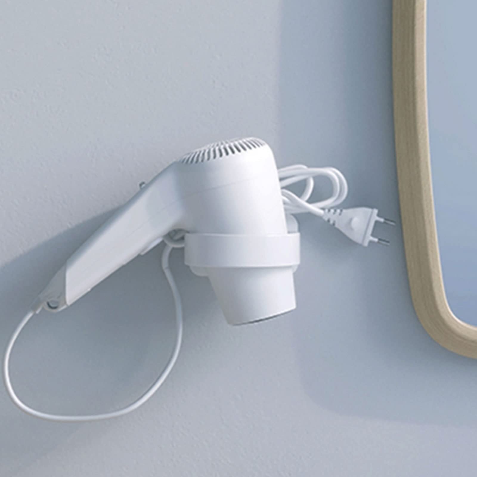 Asciugacapelli a Muro Addominali Asciugacapelli Spack Scaffale Bagno Scacco Deposito Asciugacapelli Supporto per asciugacapelli Forniture (Color : White)