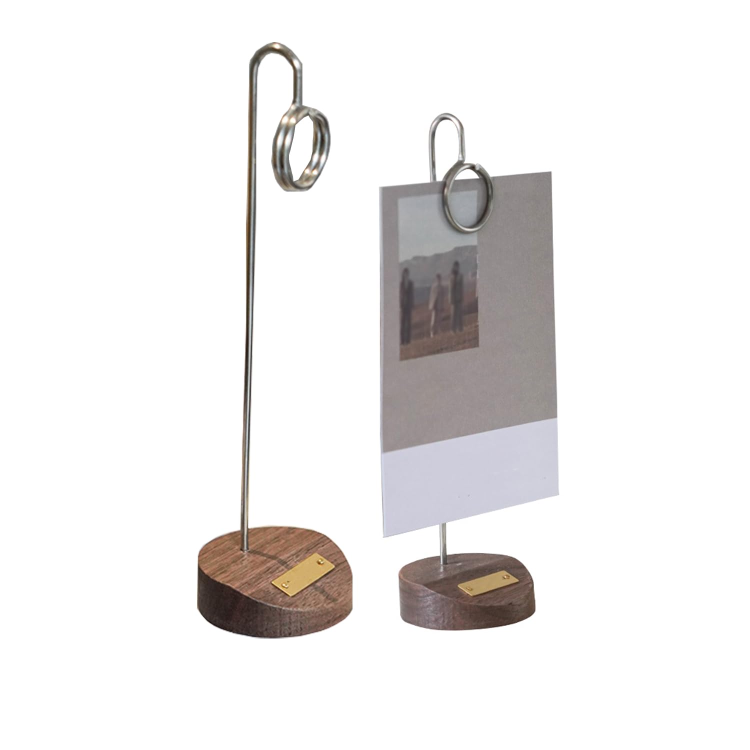 Soportes para carteles de tiendas comerciales Soporte for tarjetas con números y precio de lujo, soporte for carteles con abrazadera de metal y base de madera, paquete de 2, soportes for tarjetas, cli