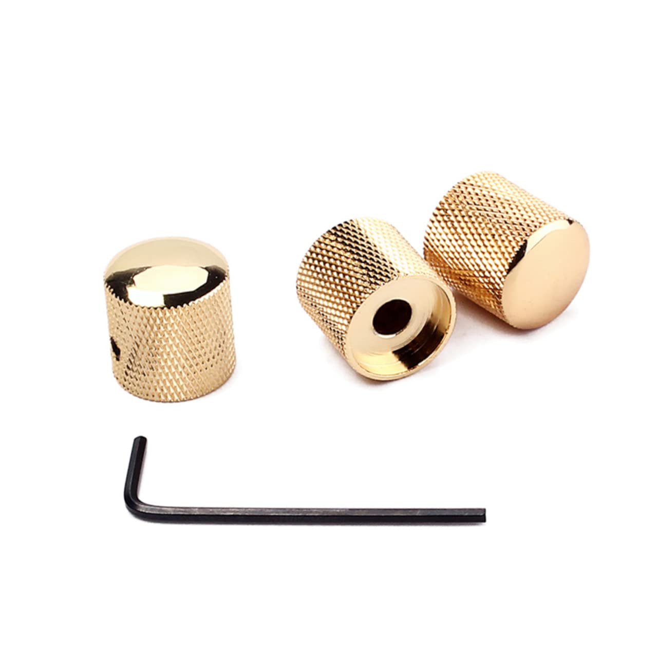 PartyKindom Guitar Knobs Replacement 4pcs Brass Dome Knobs with Set Screw for Tone/vol Control