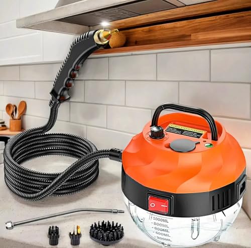 Vaporeta Limpieza Hogar, 2500W Maquina Limpiar Tapicerias con 6 Velocidades Ajustables y 3 Tipos de Cabezales para la Limpieza Doméstica de Cocina, Textiles, Derrames, Azulejos, Coche y Baño
