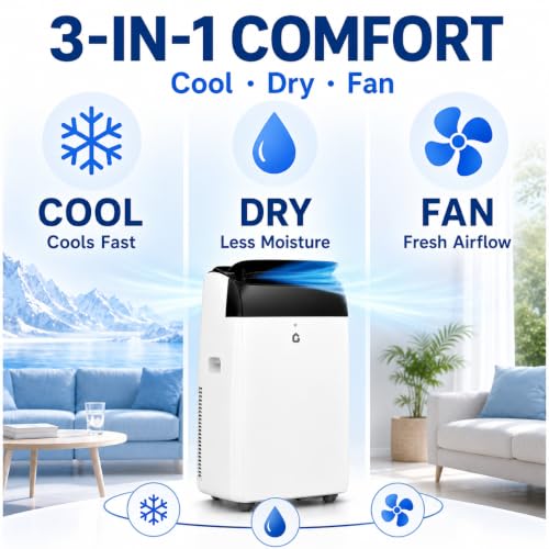 Image of 14,000 BTU Portable Air Conditioners, Cools Large Room Up to 700 Sq.Ft, 4-in-1 AC Unit with Dehumidifier & Fan, Remote Control, Quiet Sleep Mode, Energy Efficient for Home Office Garage