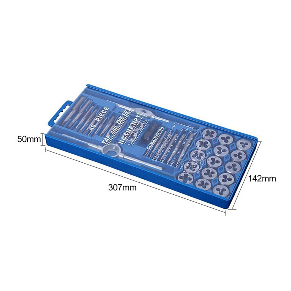 UPTODATETOOLS 40Pcs Metric Tap Wrench and Die Pro Set M3-M12 Nut Bolt Alloy Metal Hand Tools