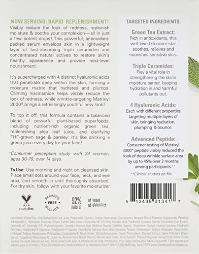 FarmHouse Fresh Green Fixer Peptides Serum, Calming Elixir with Hyaluronic Acid & Organic Matcha, 1 Fl Oz