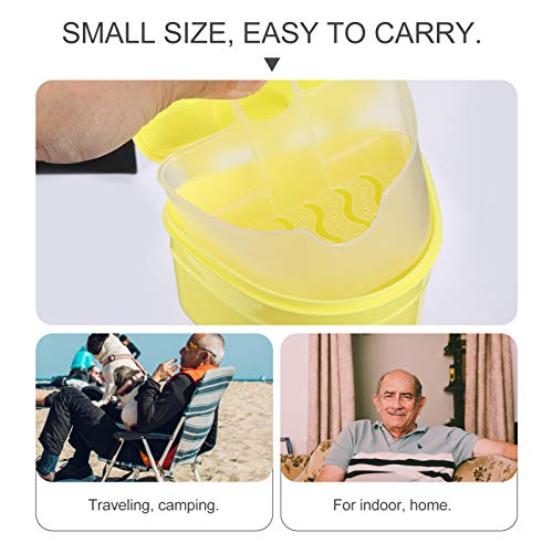 Caixa de armazenamento de dentes falsos da Healifty com escova de limpeza (amarelo + escova de dente