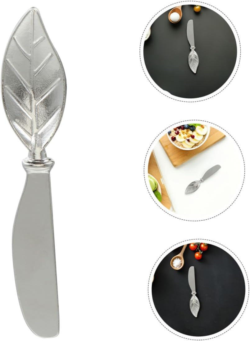 Healifty Leaf Butter Knives, 4pcs Zinc Alloy Spreaders for Cheese