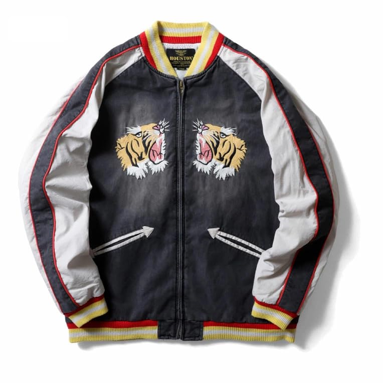 インディゴスカジャン「TIGER」◆HOUSTON HOUSTON INDIGO SOUVENIR JACKET(TIGER) スカジャン 和柄 メンズ 人気