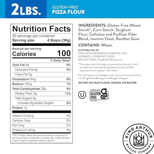 Image of King Arthur Gluten Free Pizza Flour: Crispy Neapolitan-Style Crust - 32 Oz Box, Perfect for GF Baking, Celiac-Friendly, 00 Pizza Dough Mix
