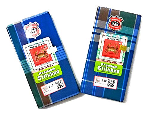 Nandu Men's Cotton Stitched Lungi - Pack Of 2 Free Size One Size Mixed