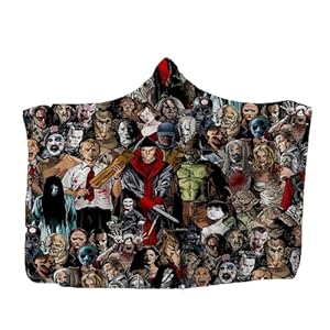Hooded Blanket Adult Horror Movie Character Hooded Blankets Fleece Wearable Soft Blanket for Men Women Cuddle Throw Warm Blanket Home Microfiber Bedding 59″*78″