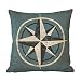 DKISEE Housse de coussin en coton et lin - Thème nautique - Ancre - Gouvernail - Bouée - Bleu - 2 housses de coussin carrées décoratives - Pour canapé, voiture, lit - 40,6 x 40,6 cm