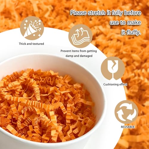 Image of Zankubom 1 /2LB Orange Crinkle Cut Paper Shred Filler Great for Gift Wrapping, Basket Fillers, Birthday, Gift Wrapping, Anniversary, Halloween Thanksgiving Christmas Party Decor Filling Supplies
