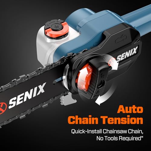 Image of SENIX 10 inch Cordless Pole Saw, 60V Max 3.0Ah Battery Powered, Carbon Fiber Telescoping Pole (4.6-8.5 ft), 65.5 ft /s Cutting Speed for Tree Pruning and Branch Trimming