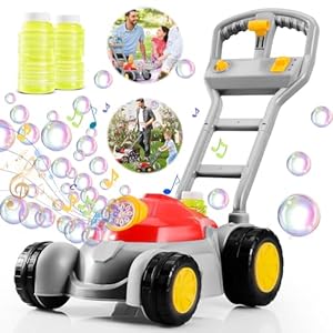 Sitodier Lawn Mower Bubbles Toddler Toys – Kids Bubbles Machine Outdoor Toys Games, Bubble Mower Push Toy Outside Toys with Light and Music for 2 3 4 5 Years Toddlers Kids Boys Girls Birthday Gifts