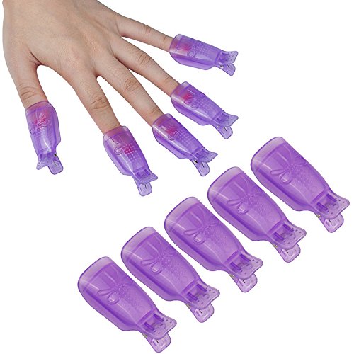 10PCS Nail Soakers, Mosunx(TM)Plastic Nail Art Soak Off Cap Clip UV Gel Polish Remover Wrap Tool (Purple)