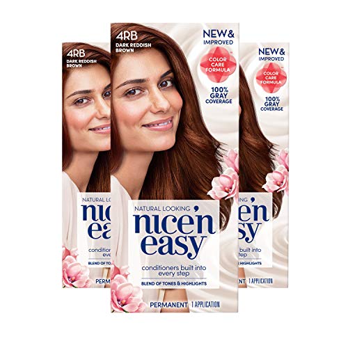 Clairol Nice'n Easy Permanent Hair Color, 4RB Dark Reddish Brown, Pack of 3
