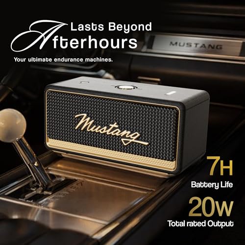 Image of GOBOULT Mustang GT 20, Dual Dynamic Drivers, RGB LEDs, Bass Radiator, BTv 6, 7Hr Battery 20 W Bluetooth Speaker (Turbo Black, Stereo Channel)
