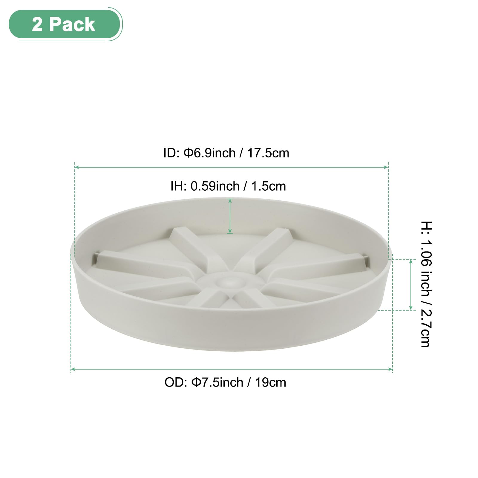 M METERXITY 2-Pack Plant Saucer, 7 Inch Flower Pot Saucers - Image 2