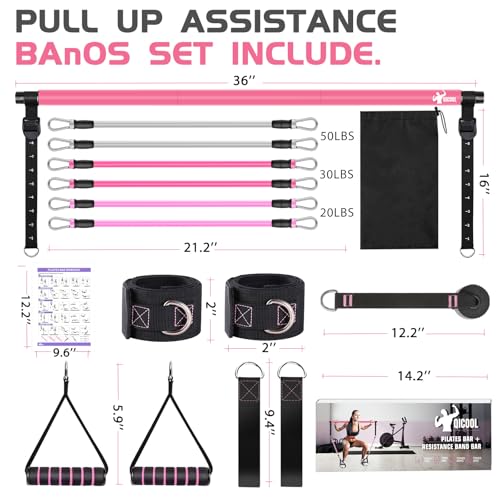 Pilates Bar Kit with Resistance Bands,Qicool Pilates Resistance Bands Exercise Fitness Equipment for Women & Men Home Gym Yoga Pilates,Full Body Workout Equipment - Image 6