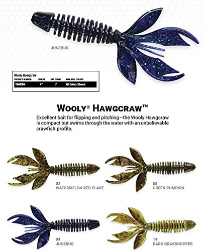 Image of YUM Wooly Hawgtail and Hawgcraw Soft Plastic Creature Bait Fishing Lure - Excellent Bait for Flipping and Pitching, 7 per Pack
