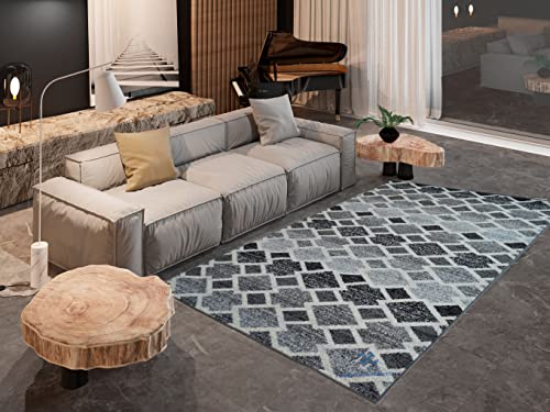 Alfombra de Salon Moderna de diseño modelo TOSCANA | De Pelo Corto en Polipropileno Frisse y 100% Lavable | | Ideal para Salón, Comedor o habitacion | En varias Medidas y Colores (190_x_280_cm, Gris) Cover