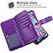 Vofolen 2-in-1 Case for iPhone 8, 7, SE 2020 (4.7 inch) - Wallet, Card Holder, Detachable Strap - Protective Slim Hard Shell Magnetic PU Leather Folio - Purple